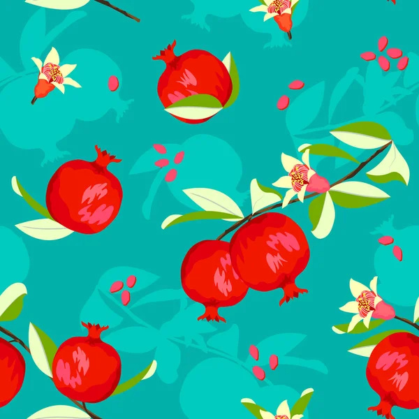 Çiçek nar meyve ile dikişsiz desen — Stok Vektör
