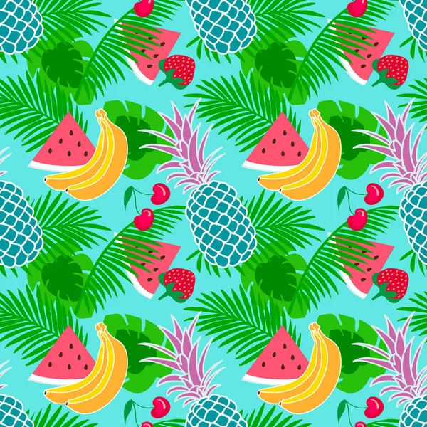 Summer fruit seamless pattern — Stock Vector