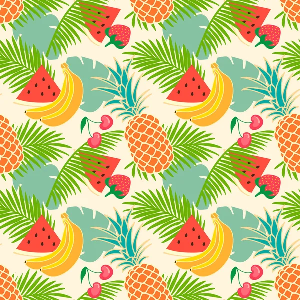 夏のフルーツのシームレスなパターン — ストックベクタ
