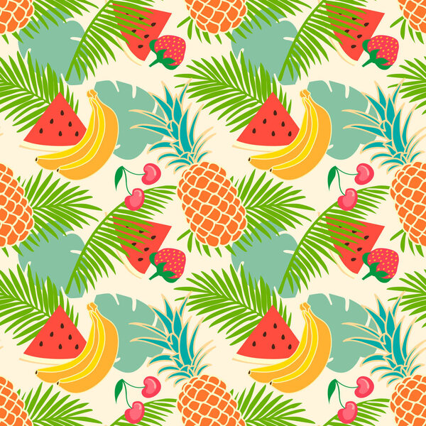 Summer fruit seamless pattern