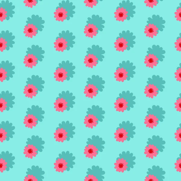 Pink daisies seamless pattern on a blue background — Stock Vector