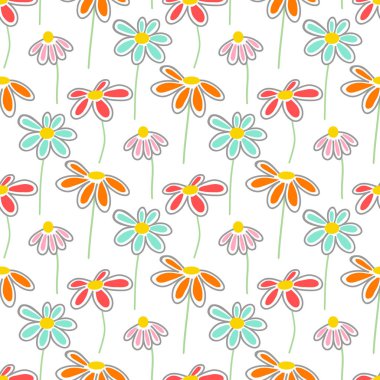 Şirin papatya ile vektör çiçek desenli.