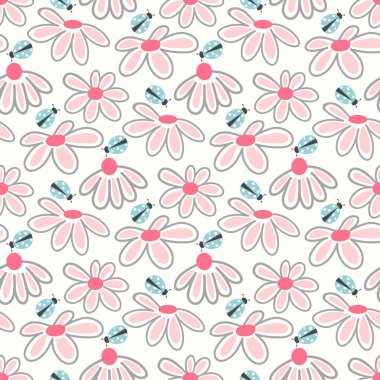 Şirin papatya ile vektör çiçek desenli.