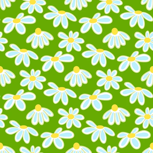 Vector floral pattern with cute daisies. — Stock Vector