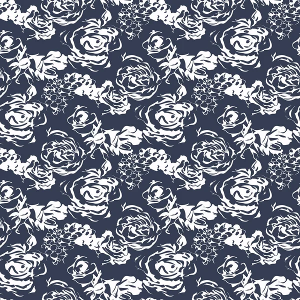 Fondo vector floral blanco y negro — Vector de stock