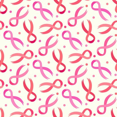 Pembe kurdele ve renkli noktalar seamless modeli