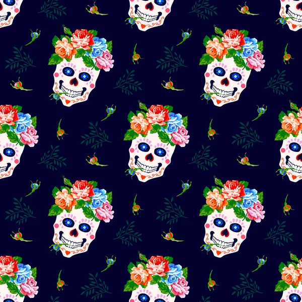 Seamless pattern with skull — Stock Vector