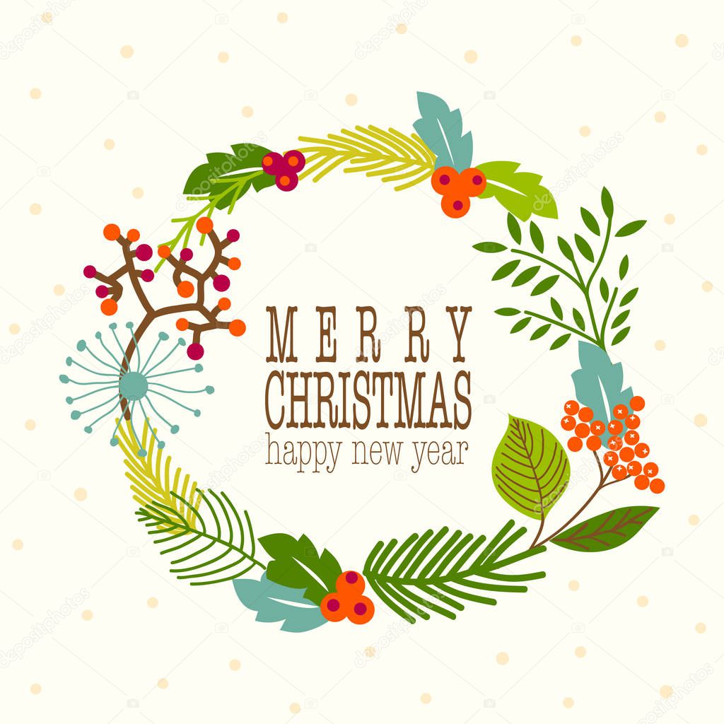 Christmas wreath greeting card 