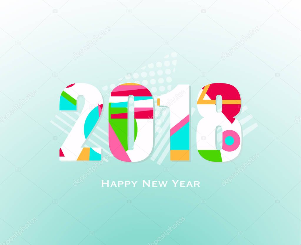 2018 Happy new year colorful vector desig