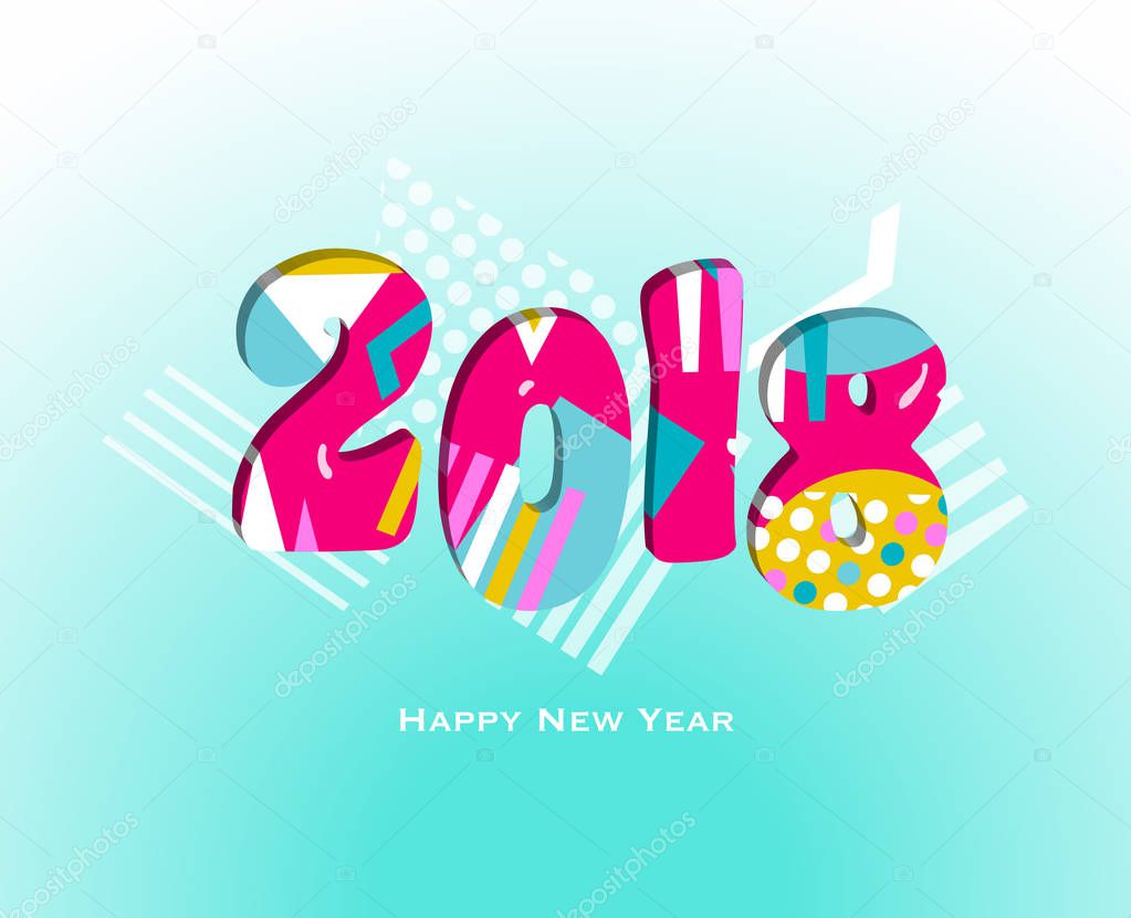 2018 Happy new year colorful vector design