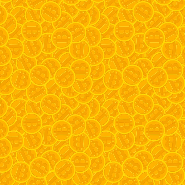 Bitcoin Golden Seamless Pattern Cryptocurrency Vector Background — Stock Vector