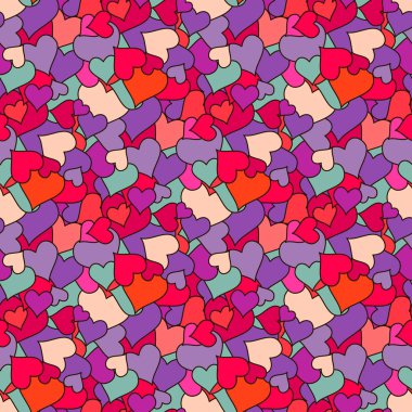 Vektör sorunsuz arka plan renkli kalpli. 