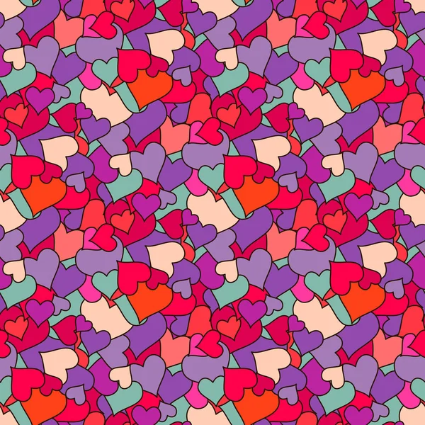 Vektör sorunsuz arka plan renkli kalpli. 