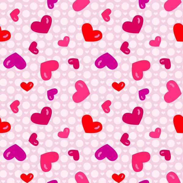 Vector Seamless Background Dots Hearts Wedding Valentine Day Pattern — Stock Vector