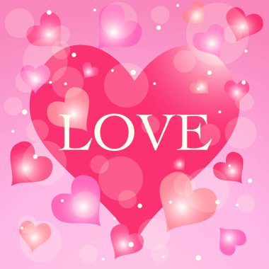 Arka plan seviyorum. Sevgililer günü romantik pembe kalp parlak desen