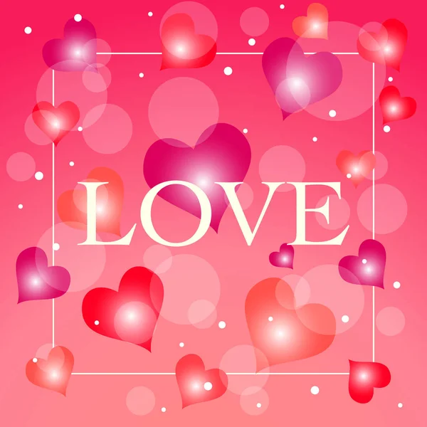 Любовный Фон День Святого Валентина Романтический Красный Сердце Блестящий Узор — стоковый вектор