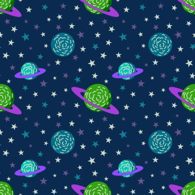 Sorunsuz alan desen arka plan. Vektör çizim gökada arka plan.