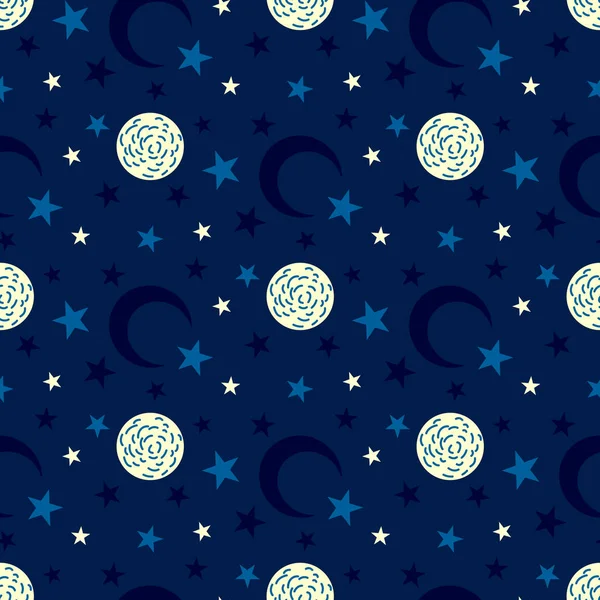 Бесшовный Рисунок Луной Звездой Фон Луны Звезды — стоковый вектор