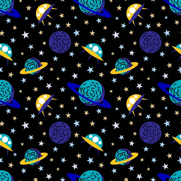 Fondo Patrón Espacio Sin Costuras Ilustración Vectorial Fondo Galaxia — Vector de stock