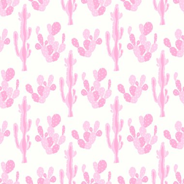 Kaktüs ve çiçek ile sorunsuz vektör desen. Şirin lezzetli kaktüsler arka plan