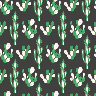 Kaktüs ve çiçek ile sorunsuz vektör desen. Şirin lezzetli kaktüs adam