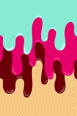 Gözleme veya koni ile erimiş dondurma arka plan