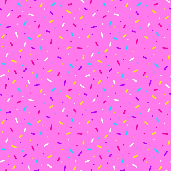 カラフルなスプリンクルとシームレスなパターン ドーナツ釉背景 — ストックベクタ