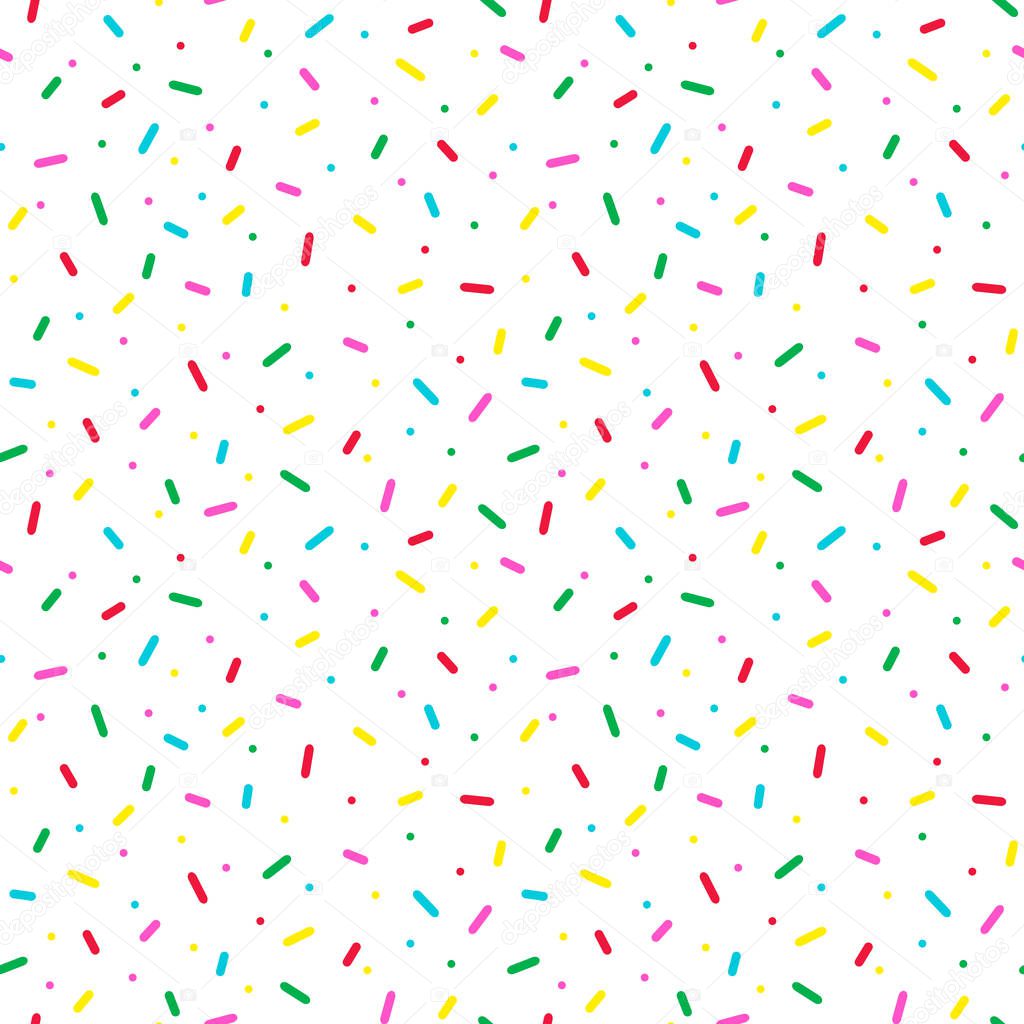 Seamless pattern with colorful sprinkles. Donut glaze background