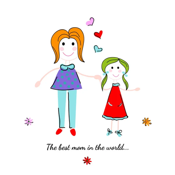 Joyeux Fond Vectoriel Fête Des Mères Meilleure Maman Monde — Image vectorielle