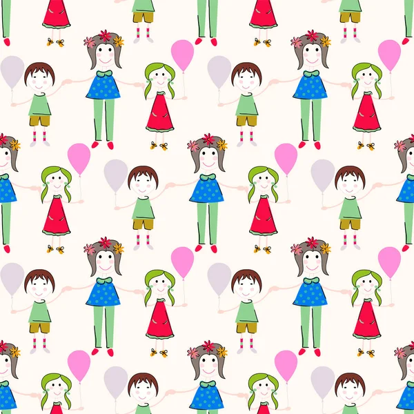 Seamless Pattern Mother Children Mothers Day Background — Stock Vector