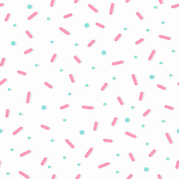 Seamless pattern with pastel color confetti sprinkles. Donut glaze background