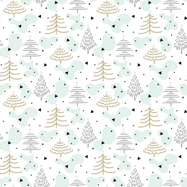 Winter Christmas forest seamless pattern design. Winter holiday — Stock Vector
