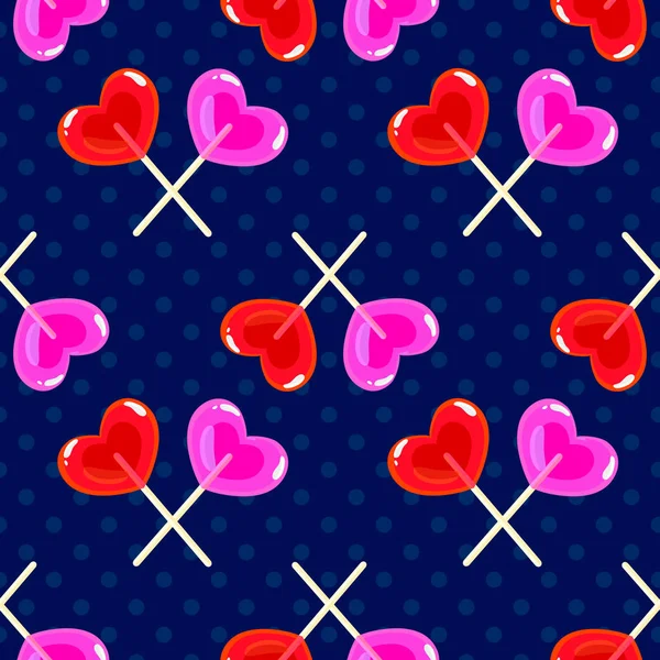 Modèle de Saint-Valentin avec forme de coeur sucette douce bâtons sur — Image vectorielle