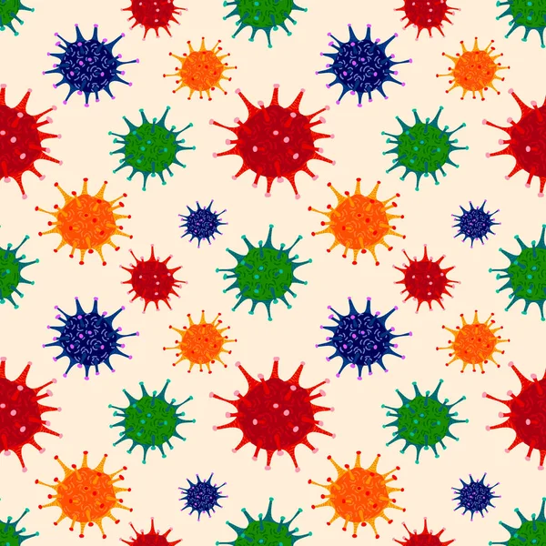 Viruses, bacteria vector pattern background. Seamless texture wi ベクターグラフィックス