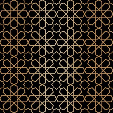 Golden geometric, islamic seamless pattern design. Oriental trad