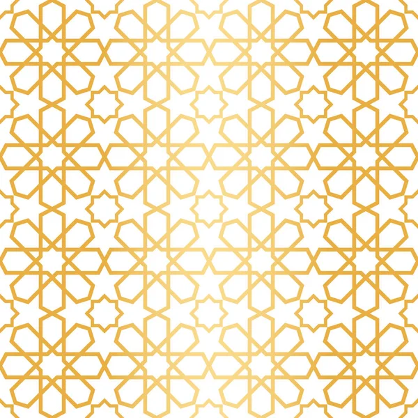 Goldene geometrische, islamische nahtlose Mustergestaltung. Orientalische Trade — Stockvektor