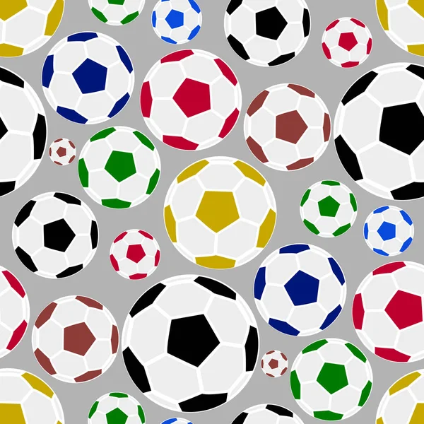 Modèle sans couture avec football coloré, ballon de football — Image vectorielle