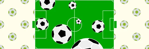 Soccer, football ball with stadium vector banner, background des — 스톡 벡터