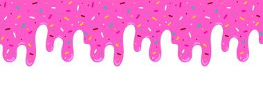 Pink ice cream melted with colorful cute candy sprinkles long bo clipart