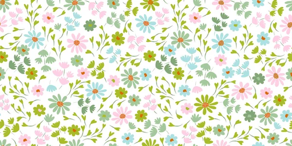 Pattern Simple Pretty Small Flowers Little Floral Liberty Seamless Texture — Stock Vector