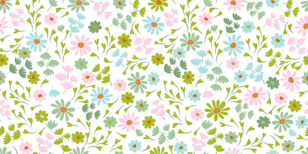 Patrón Con Flores Simples Bastante Pequeñas Poca Libertad Floral Sin — Vector de stock