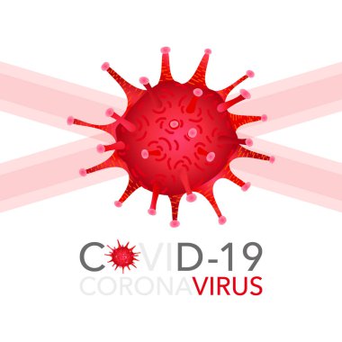 Covid 19, pandemik koronavirüs, virüs sembolü, küresel uyarı. Covid-19 vektör resimleme arkaplanı