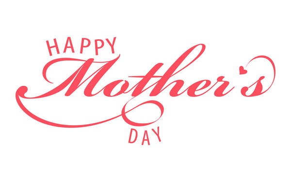 Happy Mother's Day holiday vector lettering banner design background with heart