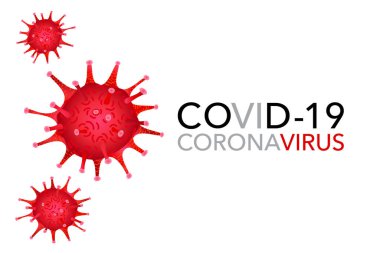 Covid 19, covid-19, corona virüsü salgını küresel uyarı, kırmızı koronavirüs sembolü ve ikon vektör çizimi