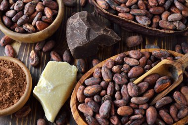 Doğal organik kakao ürünleri.