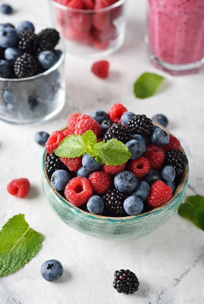 Fresh wild berries in bowl