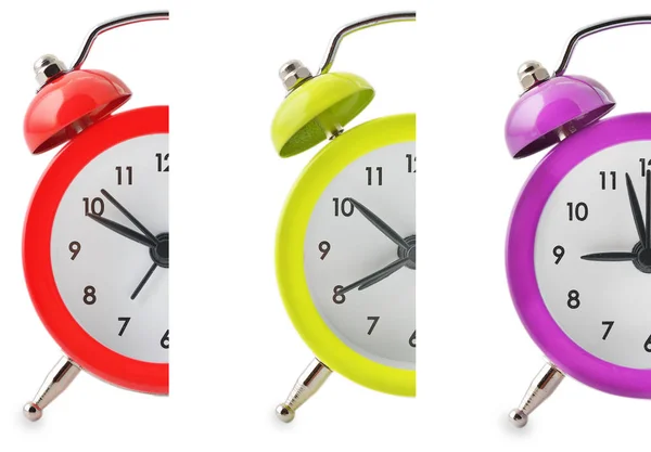 Set of multi-colored alarm clocks — Stock Photo, Image