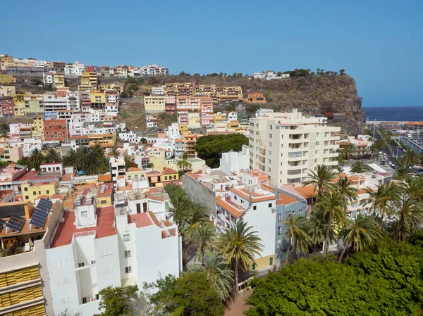 Flyg foto över San Sebastian de La Gomera stadsbilden, Kanarie öarna, Spanien. — Stockfoto