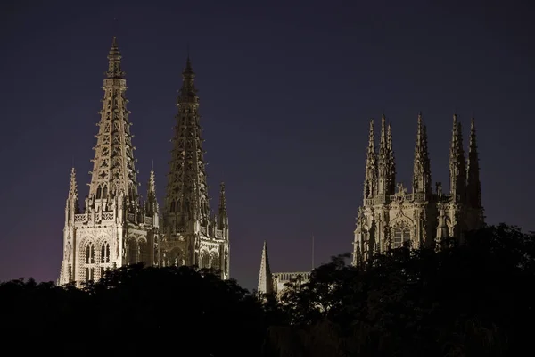 Nachtansicht der Kathedrale von Burgos — Stockfoto