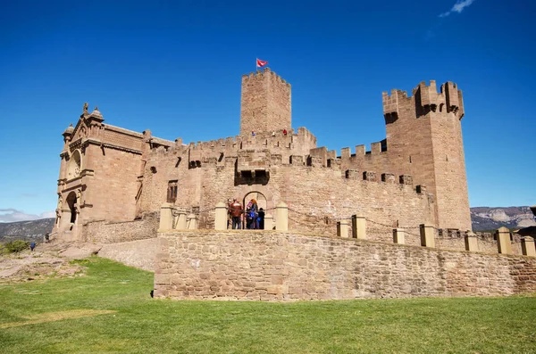 Tourist visiting famous Javier Castle on April 2, 2016, in Navarra, Spain. — Stock Photo, Image